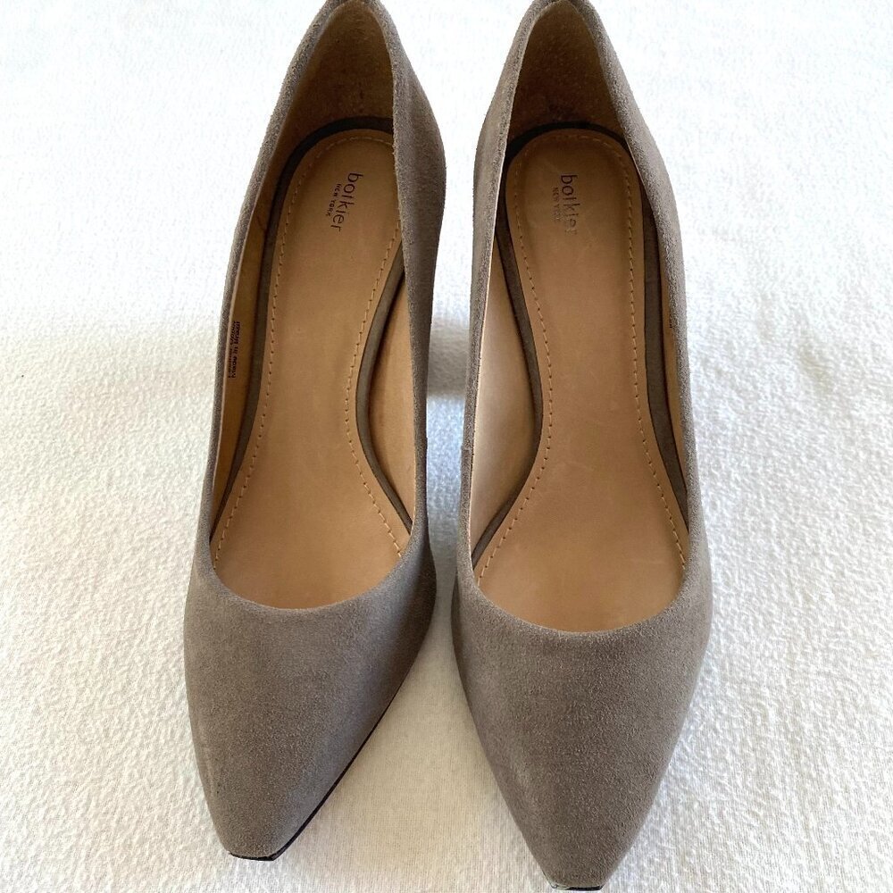 Botkier Tabitha pointed toe suede pump Womens 6 warm grey block heel designer - Picture 3 of 9